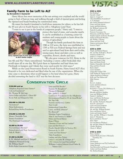 page from allegheny land trust vistas newsletter